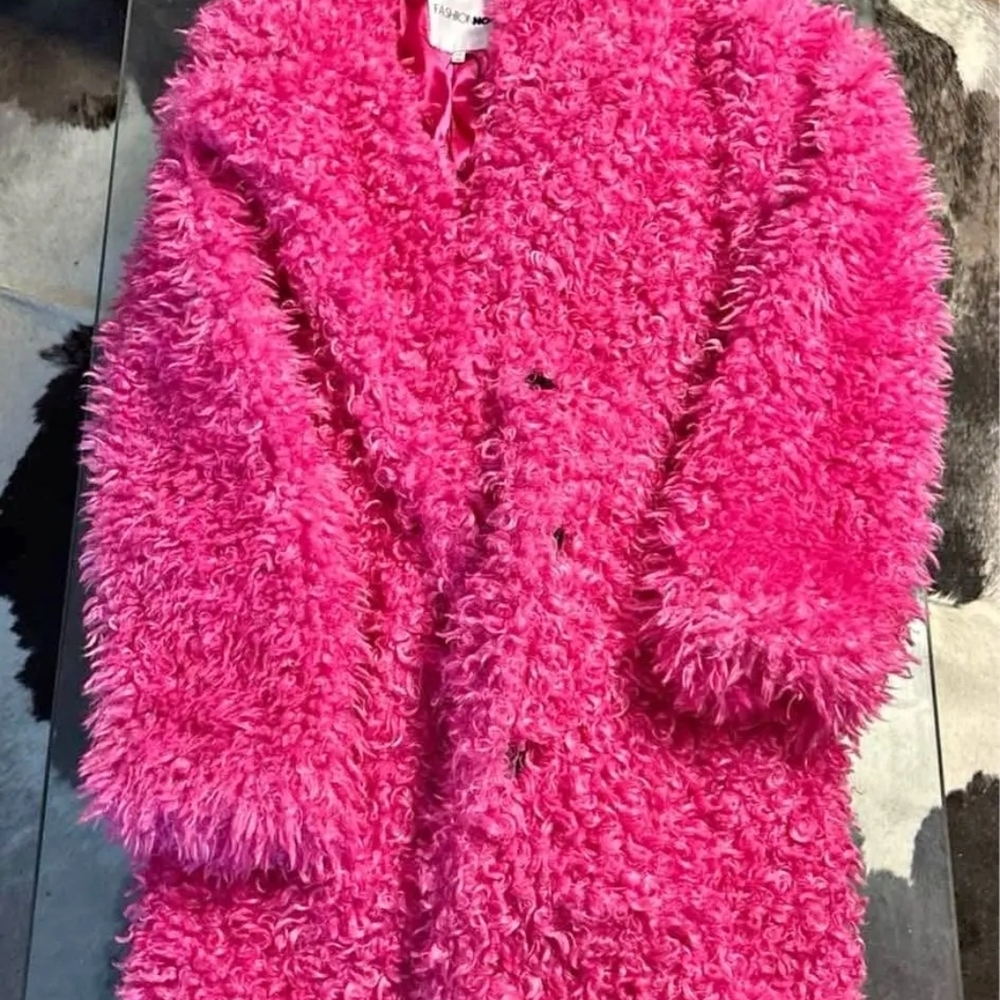 Vibrant Pink Fuzzy Coat fashion nova